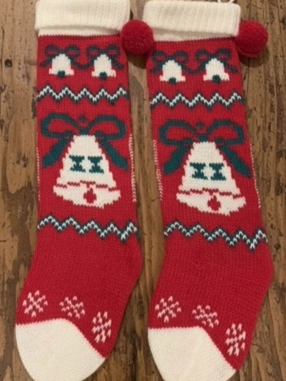 SET OF 5 Vintage Hand Knit Christmas Stockings Classic Retro Fair Isle  22-in.